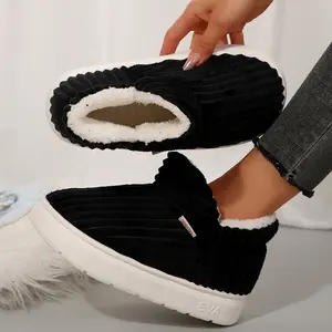 Women's Fuzzy Memory Foam Closed Back Slippers Chenille Knit Fleece Lined House Shoes