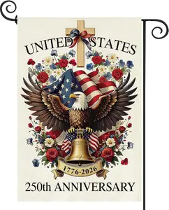 Baccessor 250 Years USA Garden Flag 12.5 x 18 Inch, Double Sided Burlap 250th Anniversary Patriotic Banner Small Yard Flag for Porch Patio Holiday Outdoor Outside 1776-2026 Commemorative Decor