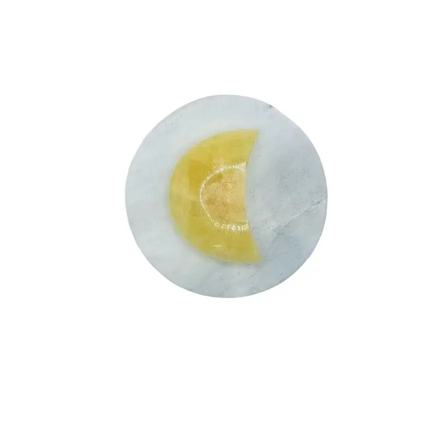 Lemon Calcite Crystal Moon Carving