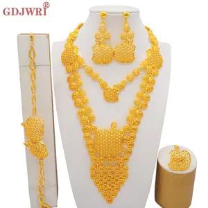 Fashion Necklace&Earrings Jewelry Set Dubai Gold Color French For Women Bridal Wedding Luxury Arab African Party Gifts