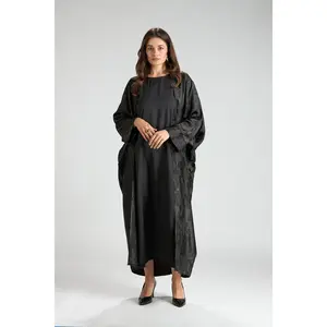 Ayla Black Jacquard Abaya 3 Pieces
