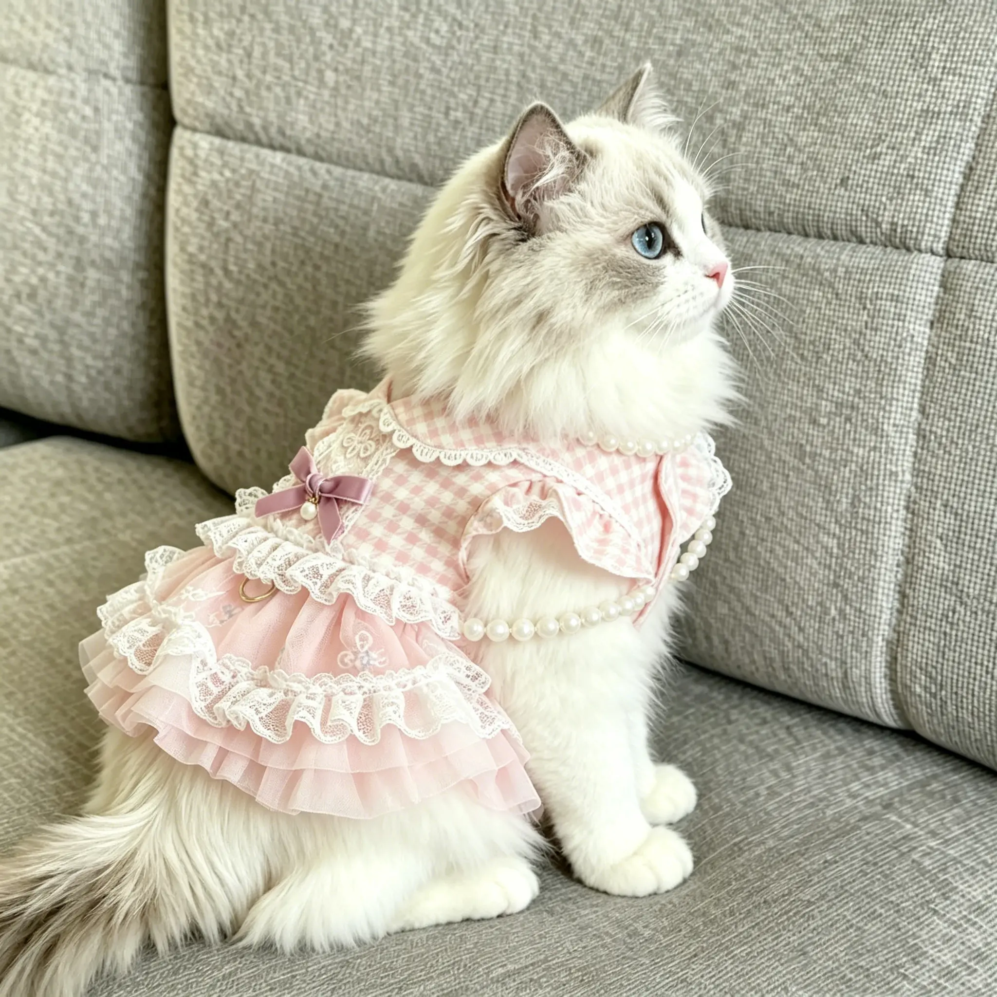 Puppy Clothes Spring and Summer Thin Cat Princess Dress Flower Traction Lolita Small Dog Bigbear Pet 6654