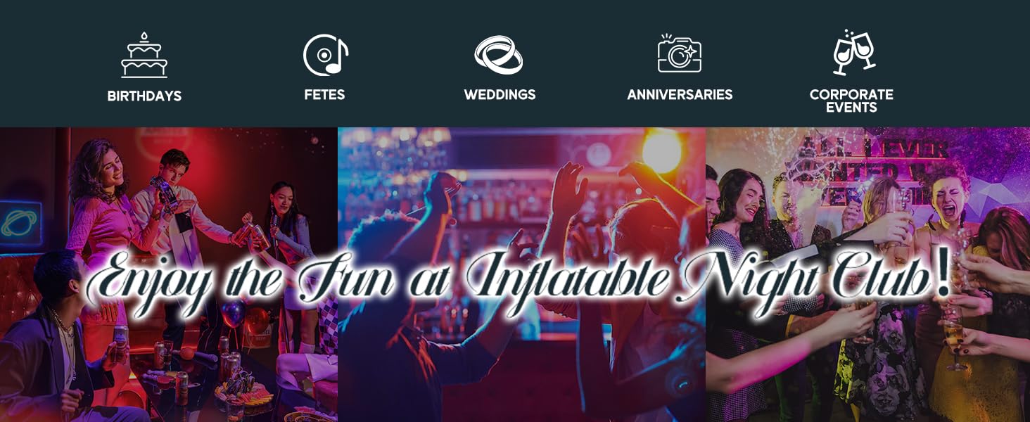 【Ships in 2 Boxes】[Spring Sale] AMERLIFE Large Black Inflatable Night Club Tent with 2 Side Doors, with Logo Area Gazebo Event House for Wedding Birthday Backyard Party- Ships in 2 Boxes