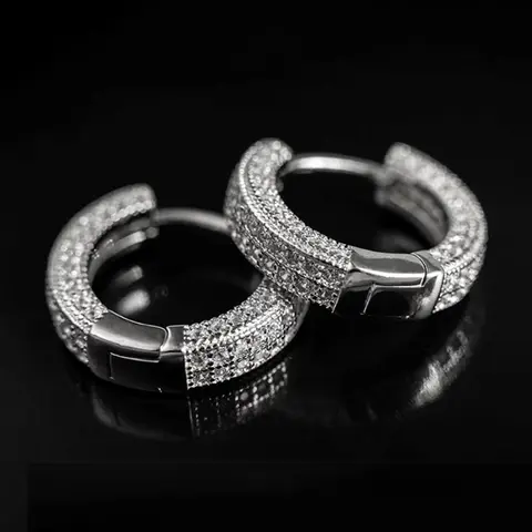 Rhinestone Decorated Hoop Earrings, Fashionable Earrings for Women & Men, Trendy All-match & Exquisite Jewelry for Birthday Gift, High Quality Earrings, Hoop Shape Earrings, Hoops Shape Earrings