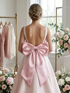 French Elegance Large Bow Decoration, Evening Gown Wedding Dress Train Accessory, Sweet Girl Style Halter Necklace, Cute