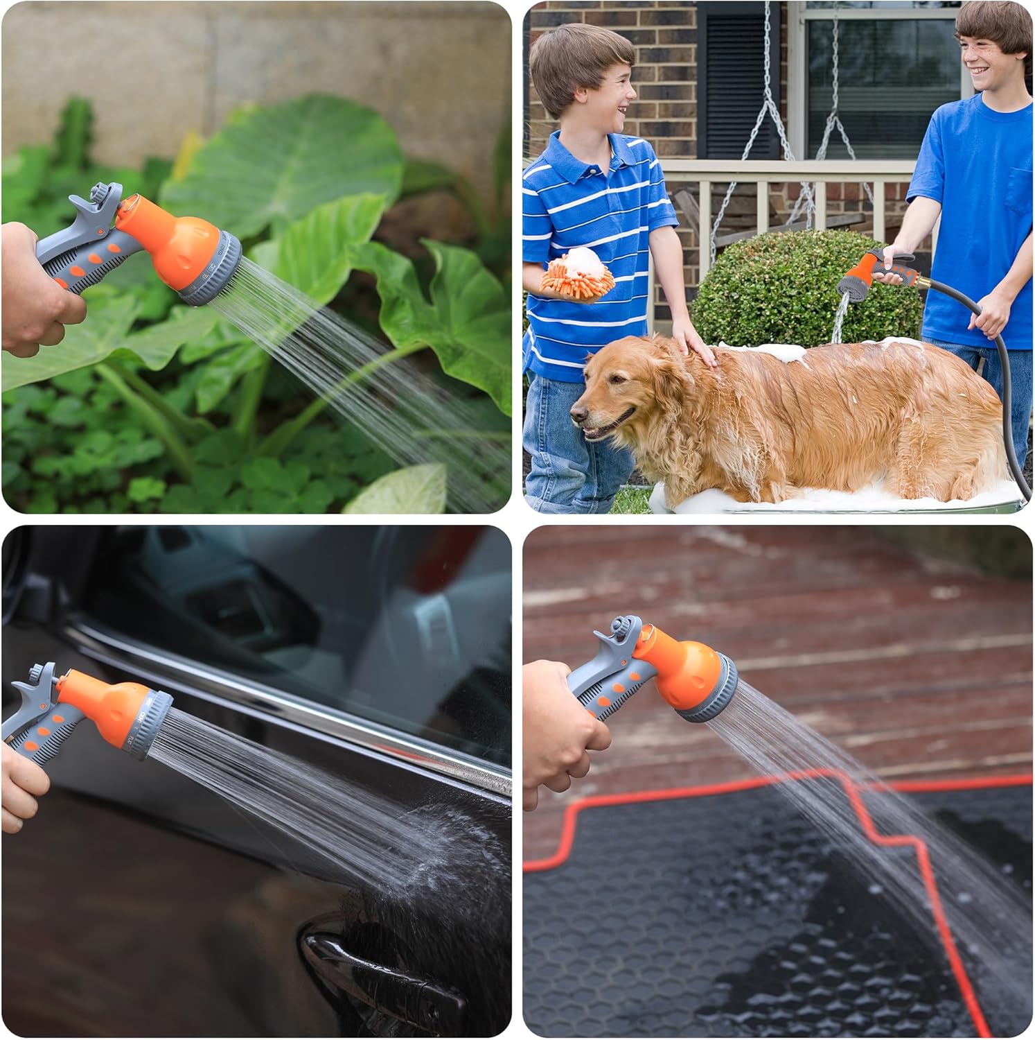 Garden Hose Reel, 1/2 in x 65/100 ft Wall Mounted Retractable Water Hose Reel with 9 Function Sprayer Nozzle, Any Length Lock, 180° Swivel Bracket, Automatic Rewind and Slow Return System