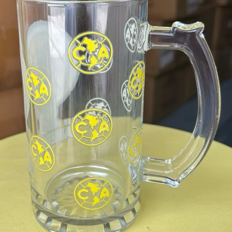 Aguilas del America 16oz Glass Beer Mug with Handle Washable Cup Drinkware Reusable