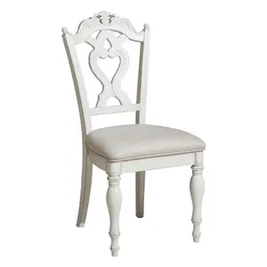 Victorian Style Antique White Desk Chair 1pc Upholstered Cushioned Seat Traditional Craving Wooden Funiture -B011P151480