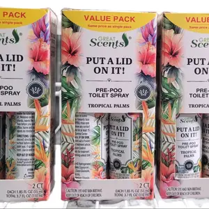 Great Scents Pre-Poo Toilet Spray Value Pack - Tropical Palms Scent - 2 Count - 1.18 fl oz Each - Ideal for Freshening Restrooms