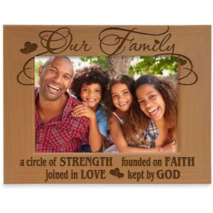 Our Family - A circle of Strength, founded on Faith, joined in Love, kept by God Engraved   Picture Frame, Family Gifts, Housewarming, Religious & , Wedding gifts (5x7-Horizontal)