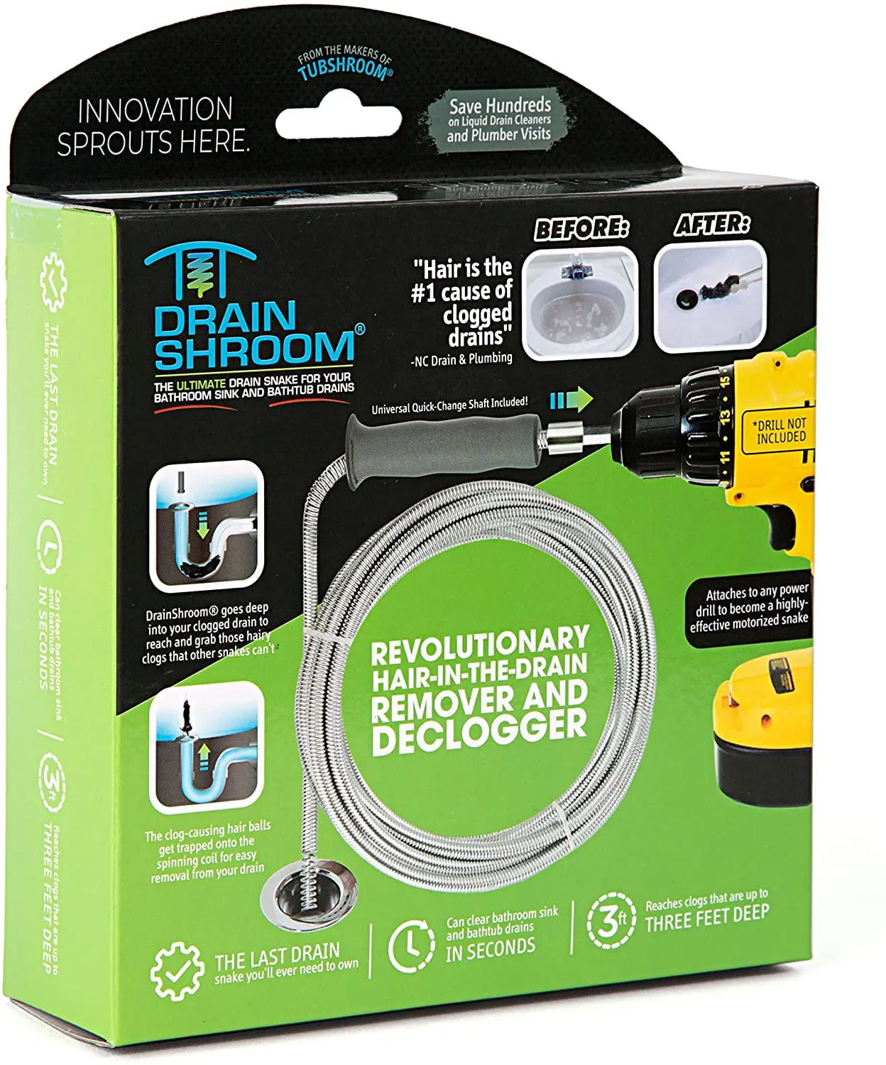 3.5 ft. Drain Snake, Drain Auger, Pipe Unclogging Agent, Drain Clog Remover