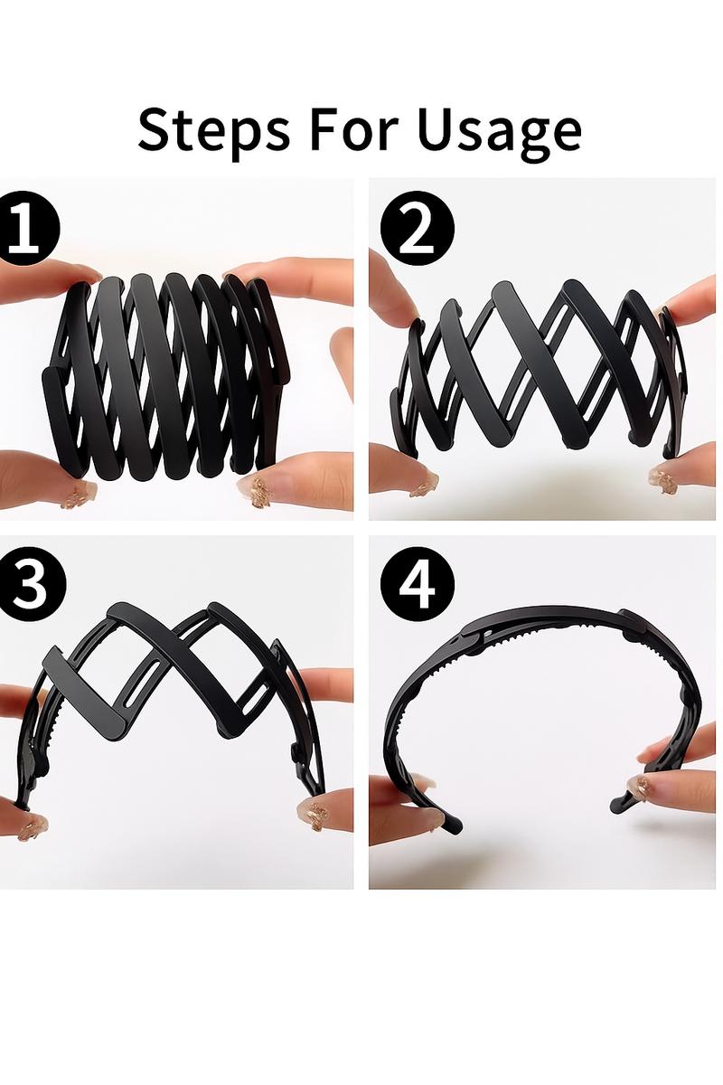 Foldable Headband Retractable Hair Band, Spring Wavy Foldable Hairband with Teeth No Slip, Compact Portable Adjustable Hair Hoop for Women Girl Washing Makeup Travel Outdoor, Ideal Gifts for Her