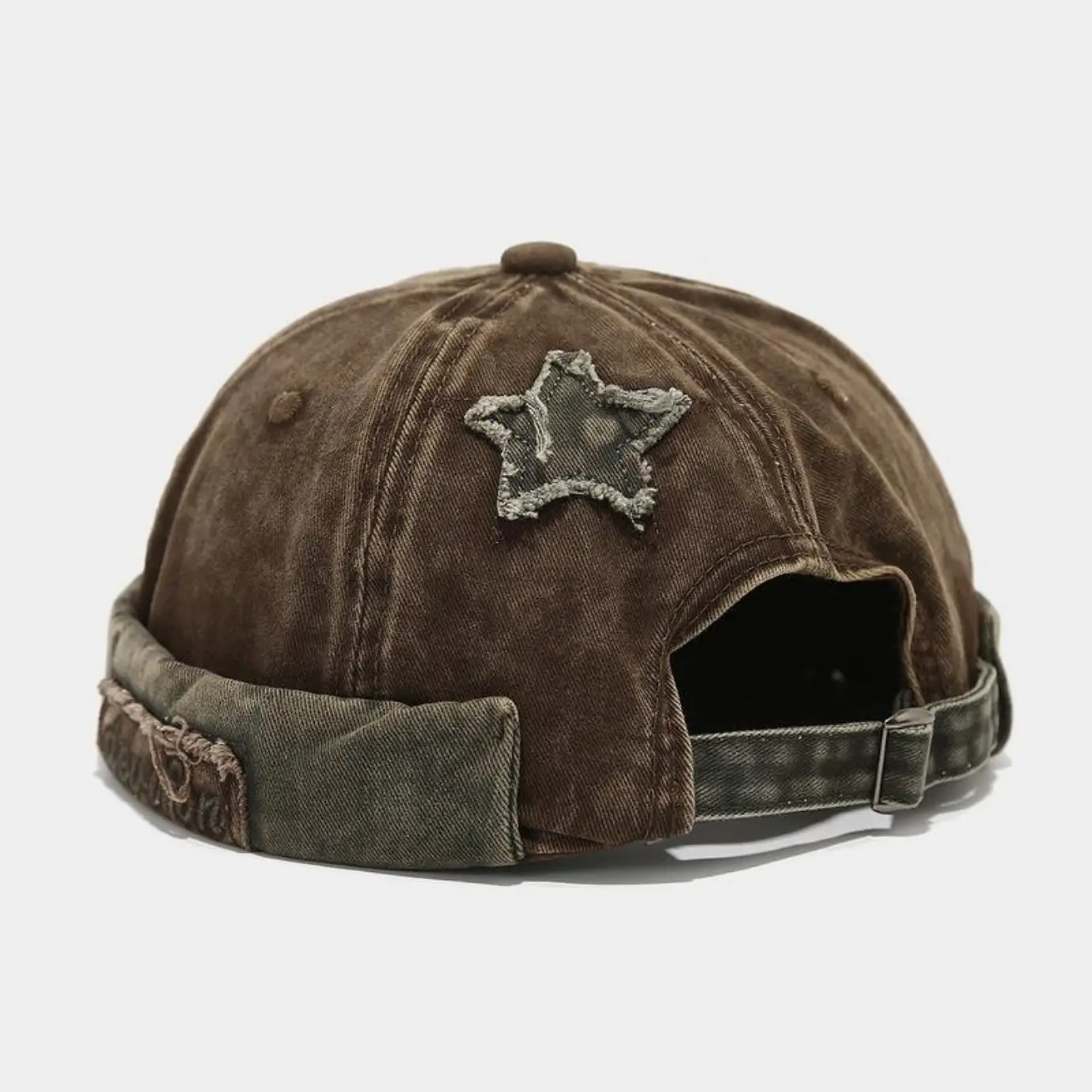 Y2K Star Patch Docker Cap Vintage Washed Brimless Hat  display picture 1