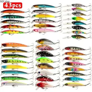 43Pcs Freshwater Torpedo Fishing Lure Set, Vibrant Silicone & Lead Baits, Realistic Swimming Lures, Sharp Treble Hooks, Multi-Color Durable Tackle for Trout, Bass, Pike, All-Season Outdoor Angling Gear, Father’s Day Gift for Fishing Lovers