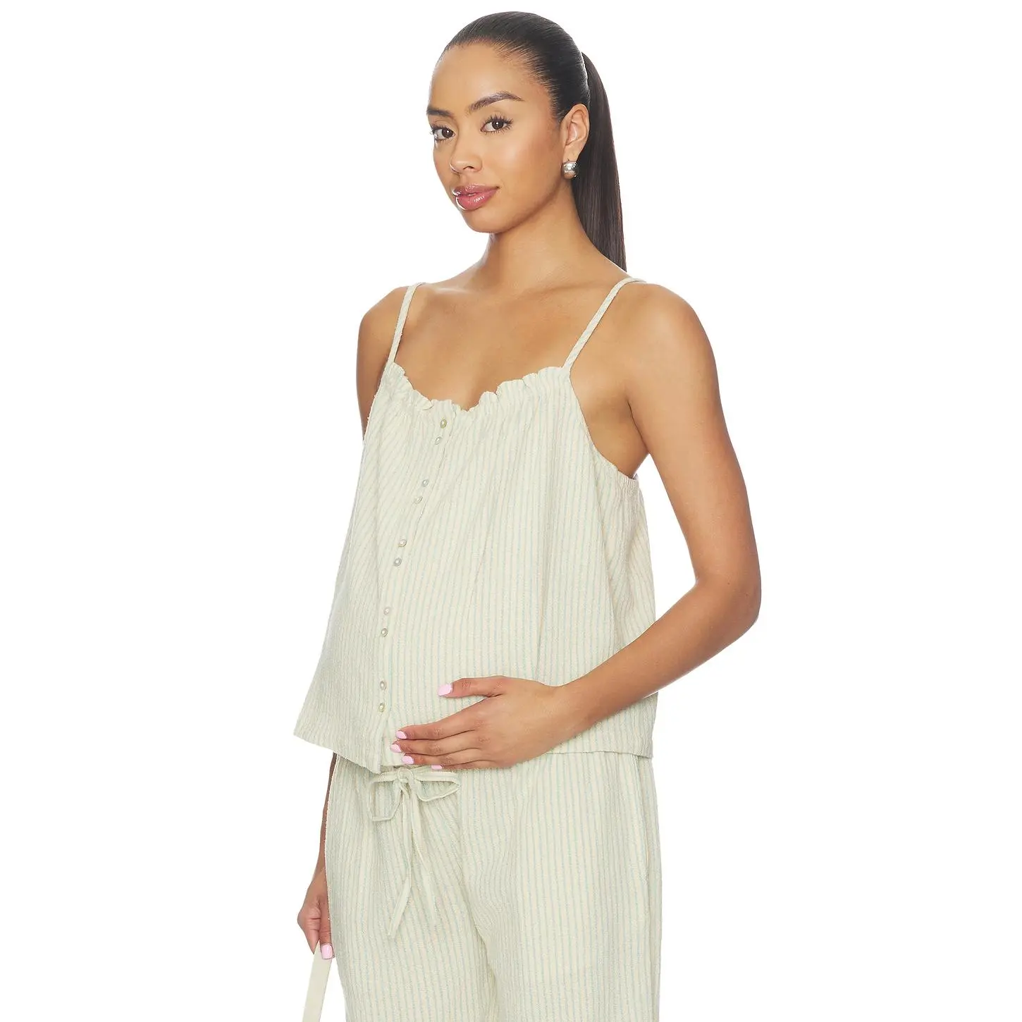 HATCH The Isla Nursing Top in Natural & Blue Stripe