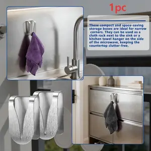 Magnetic Towel Rack, Self-Adhesive Stainless Steel Towel Hook Wall Mount, Bathroom Storage Shelf, Durable and Easy to Install, Magnetic Hooks