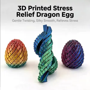 7.5cm Holographic Purple 3D Dragon Egg Fidget Toy，New 3D-Printed Rotating Egg Fidget Toy Slime Magic Cube Ball – Rotatable Stress Relief Toy, Perfect for Kids and Adults
