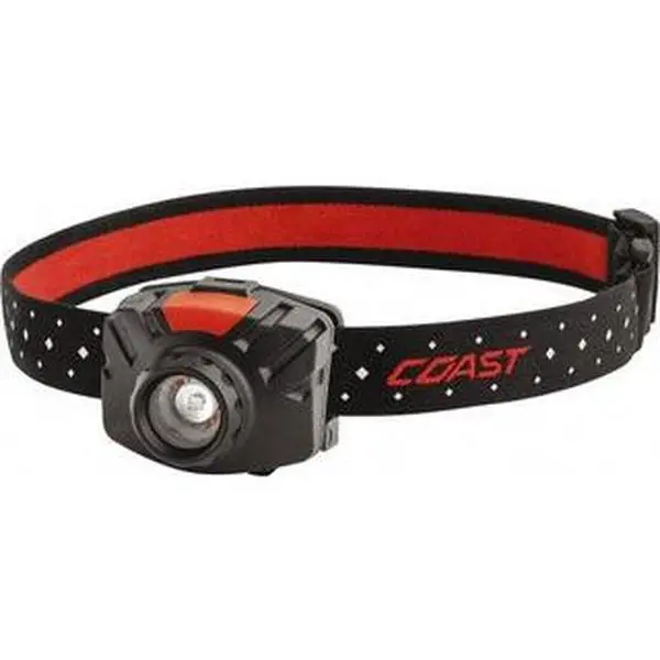 Coast 21324 White LED Bulb Hands-Free Flashlight - 405 Lumens, Black-Red Plastic Body, 3 AAA Batteries Included - for Home Improvement Outdoor Lighting Flashlight Use
