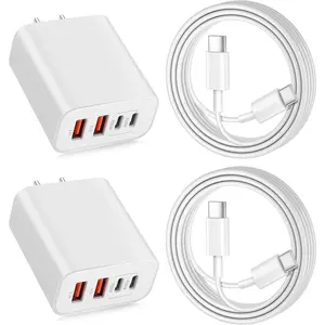 USB C Charger for iPhone 15,4-Port Fast iPhone 15 Wall Charger Block,2Pack 40W Multiport Quick USB C Wall Charger Plug Adapter,10FT USB C to C Cable for iPhone 15/15 Pro/15 ProMax/15 Plus,iPad Pro/Air