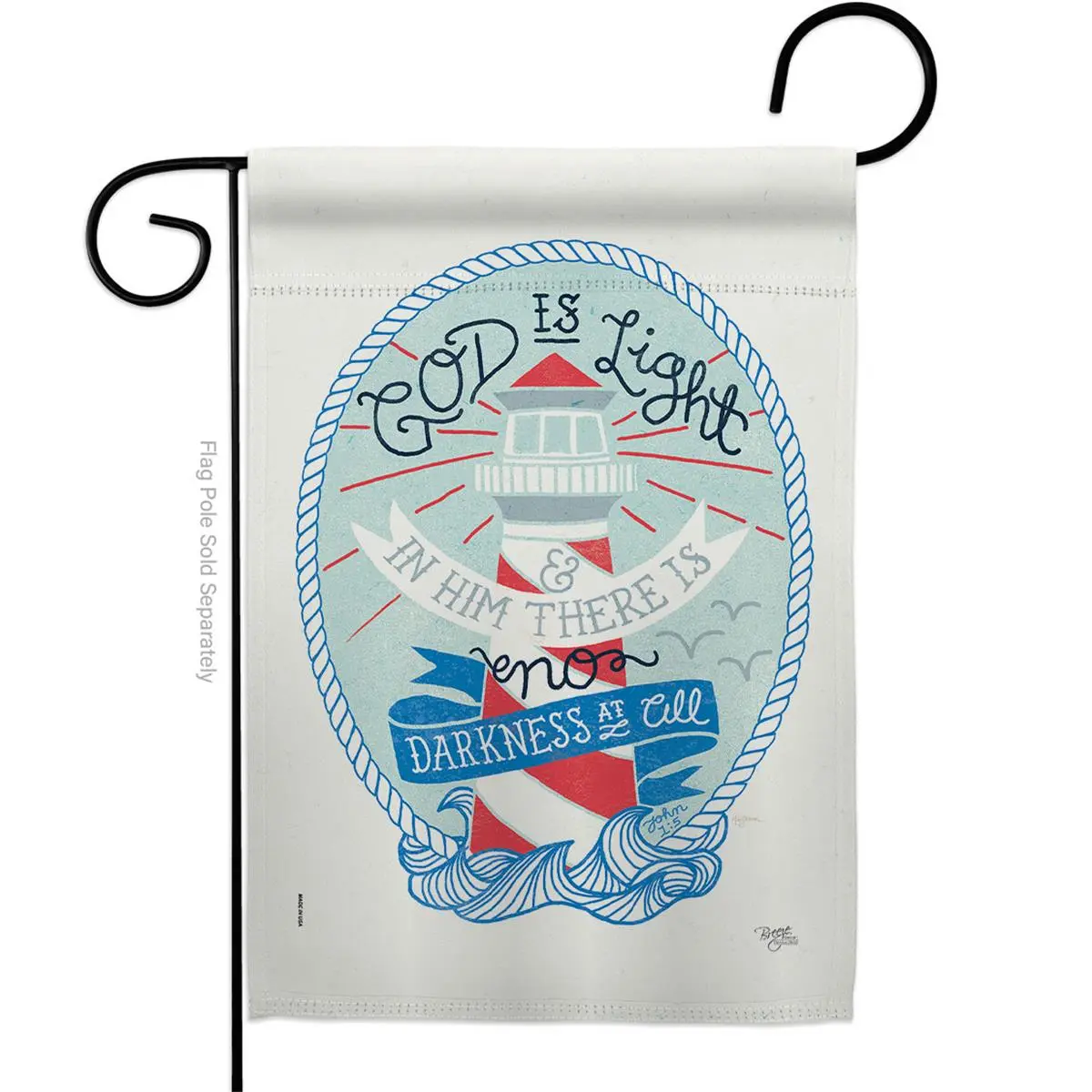 Breeze Decor G153069-BO God is Light Garden Flag Religious Bible Verses 13 x 18.5 in. Double-Sided Decorative Vertical Flags for House Decoration Banner Yard Gift
