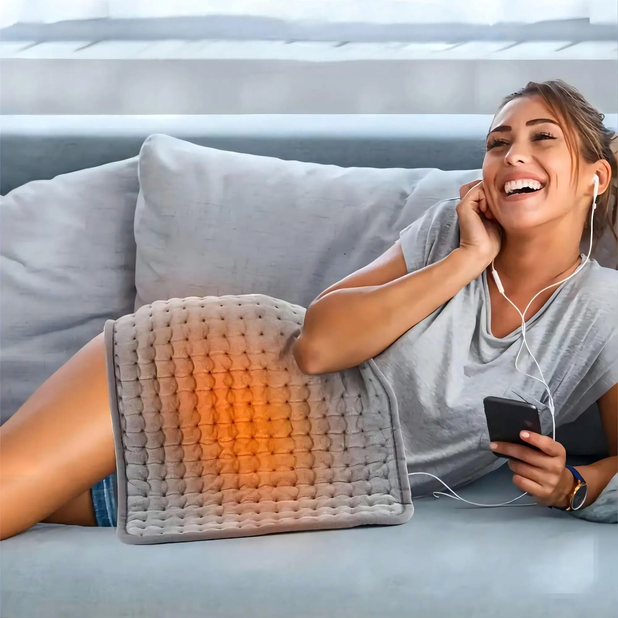 Electric Heating Pad 12x24 Inch, Adjustable Temperature Control Timer, Portable Design, Durable for Home Office Use, Relieves Back Muscle Pain, Household Items