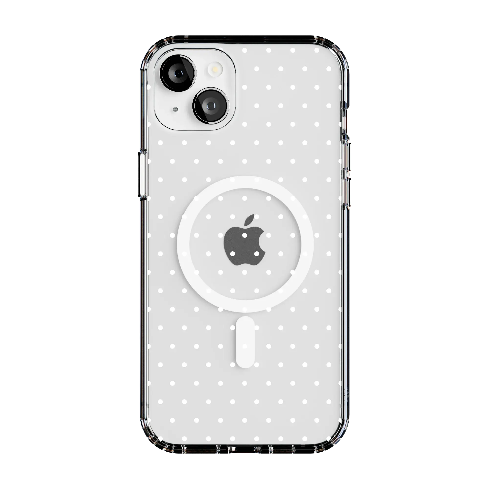 Casely iPhone 15 Case | On the Dot | White Polka Dot | Clear Classic Ultra-Thin Design | Compatible with MagSafe