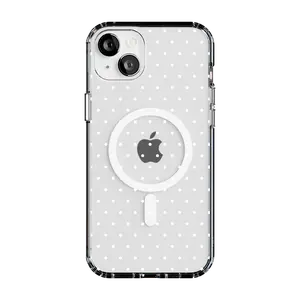 Casely iPhone 15 Case | On the Dot | White Polka Dot | Clear Classic Ultra-Thin Design | Compatible with MagSafe