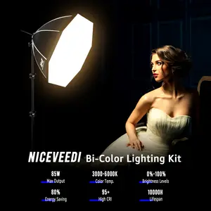 Softbox Photography Lighting Kit, NiceVeedi 20" Softbox Lighting Kit with 5400K 650W Equivalen LED Bulbs & 63" Tripod Stand, Studio Light Kit for Photography Portraits Advertise Shooting, Video Record