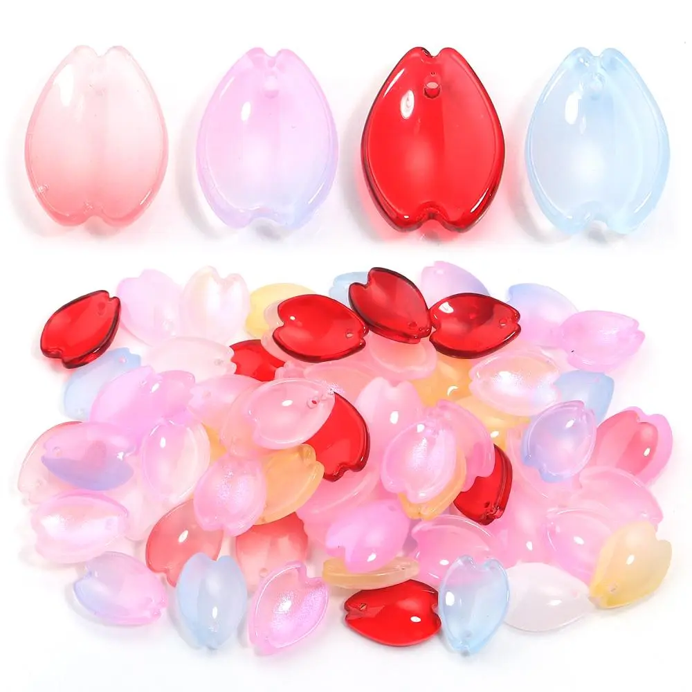 30pcs Colorful Cherry Blossom Petal Lampwork Beads Loose Spacer Glass Beads For Jewelry Making DIY Bracelet Necklace Accessories