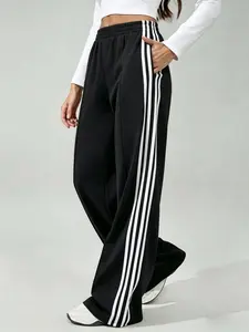 Women's Fashion Casual Pants, Loose Fit Colorblock Striped Sweatpants, Comfortable and Stylish, Perfect for Daily Wear