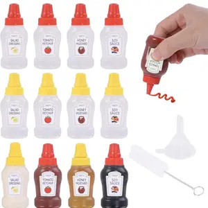 12Pcs Mini Ketchup Bottles, Portable Mini Squeeze Bottle, Mini Sauce Condiment Bottles and Dressing to Go for Lunch(25ml/0.88oz)