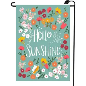 Spring Hello Sunshine Garden Flag 12x18 Inch Double Sided Summer Outdoor House Flower Flag Yard Decoration Flag