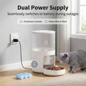 Smart Pet Feeder Automatic Food Dispenser for Cats Dogs & Small Pets Indoor Use Timed Quantitative Kibble Feeding Dual Power Supply Freshness Locked