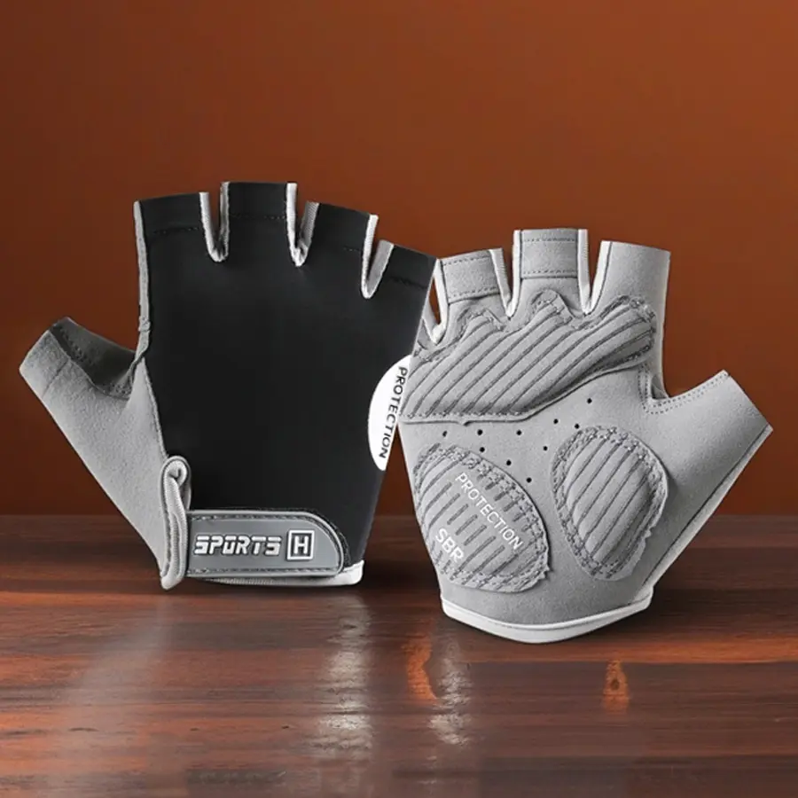 Breathable Half Finger Cycling Gloves, SBR Shock Absorbing Padded Workout Gloves, Anti-Slip Prevent Calluses for Road Biking, Mountain Cycling & Gym Fitness Training