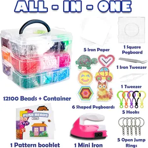 Perler Beads：12000 5mm Fuse Beads Kit Iron Set - Toys for Kids Crafts for Girls Ages 8-12, Arts and Crafts for Kids Ages 6-8, Birthday Gifts for Girls Boys Age 5 6 7 8 9 10 11 12 Year Old