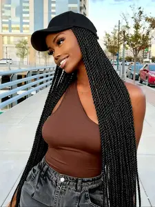 42 Inch Extra Long Hair Baseball Cap Braided Wig, Handmade Knitted Braid Baseball Cap Wig, Daily Work New Favorite, All Seasons