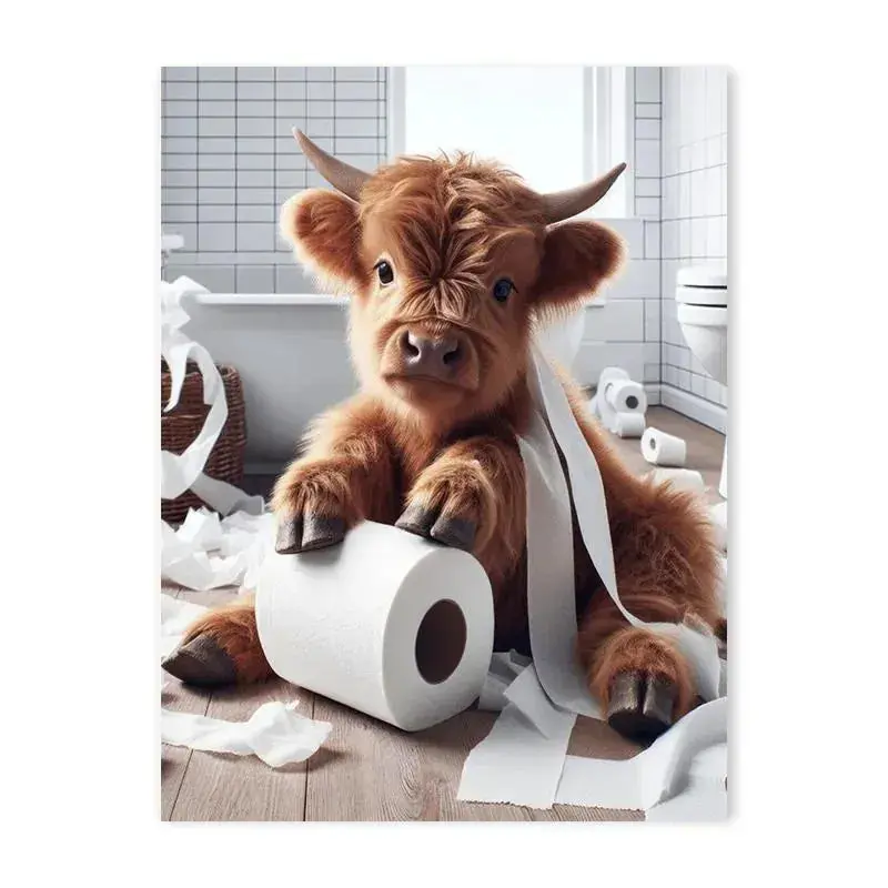 Hamish the Highland Cow Bath Collection with Magnetic Frame