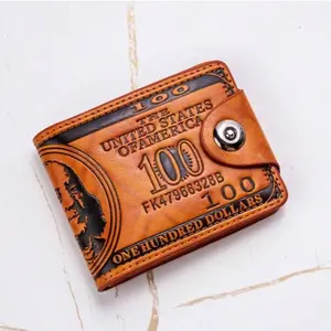 2026 NEW Men's Portable 100 Dollar Print PU Leather Foldable Wallet Multi-Card Slot Card Holder Coin Purse