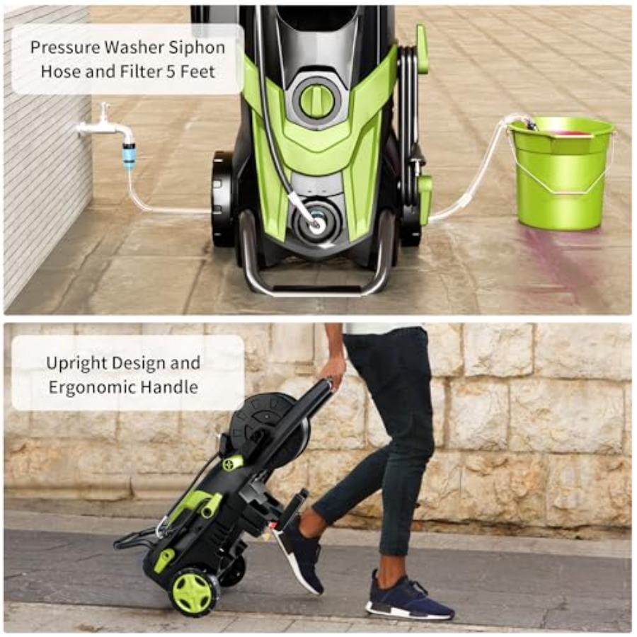 2026New Pressure Power Washer with 4 Quick Connect Nozzles Inlet Hose and Filter Foam Cannon for Cars/Fences/Patios/Home Cleani