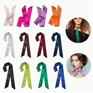 12pcs Stylish Satin Scarf Set for Women, Mixed Designs Satin Head Hair, Tie Bundle, Slender Decorative Neckerchiefs, Elegant Hairbands, Bag Ribbon Scarf Wrap, Great for Birthday Gifts, Party