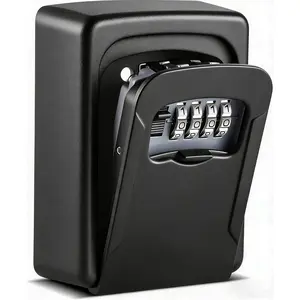 Key Lock Box Combination Wall-Mounted Resettable Code Lockbox Large Key Storage Box for Home Office Realtors Garage Spare Keys Black