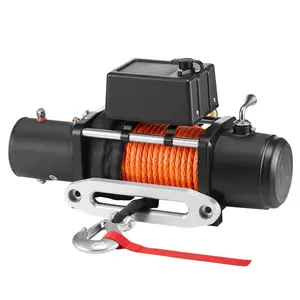 Electric Winch Truck 13,500 lb Synthetic Rope Waterproof Remote Control Heavy Duty
