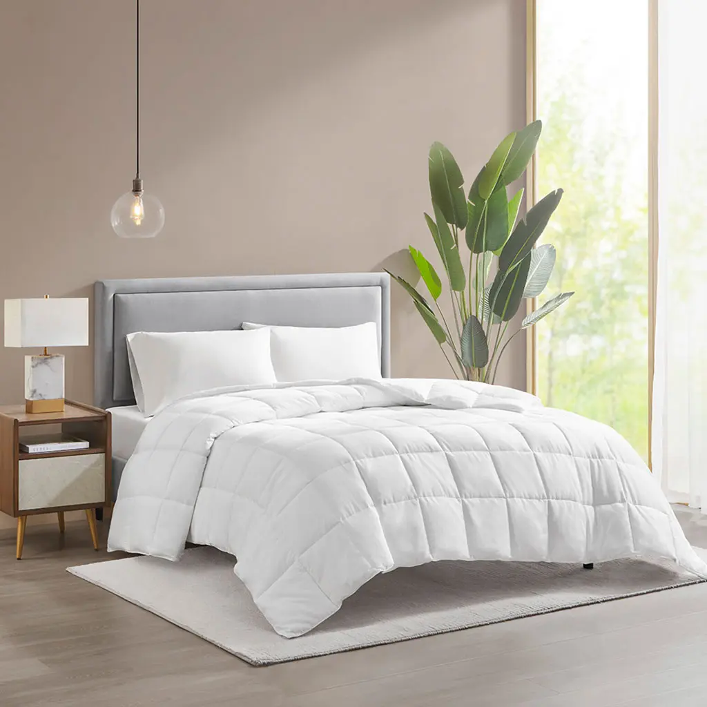 Cotton Down Alternative Comforter, Full/Queen Size – Hypoallergenic Featherless Duvet Insert with Box Stitching, Soft Breathable All-Season White