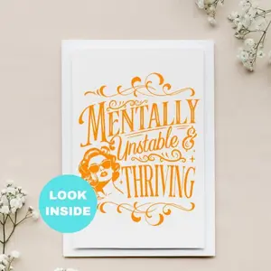 Funny Birthday Card / Sarcastic Birthday Card/ Birthday Card for Best Friend / Retro Vintage Birthday / 30th birthday / Mentally Unstable