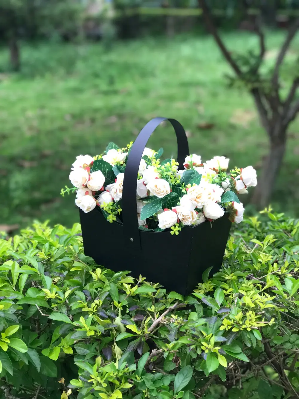 Pack of 3, Flower Gift Basket Black | W9632