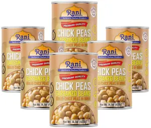 Rani Chick Peas, Garbanzo Beans (Boiled Chick Peas in Brine) Kabuli Chana 14oz (400g) Pack of 6 ~ Easy Open Can | All Natural | Vegan | Gluten Friendly | NON-GMO | Kosher | Indian Origin
