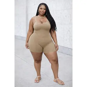 PLUS SIZE SPAGHETTI STRAP SHORT ROMPER PLUS SIZE SPAGHETTI STRAP SHORT ROMPER