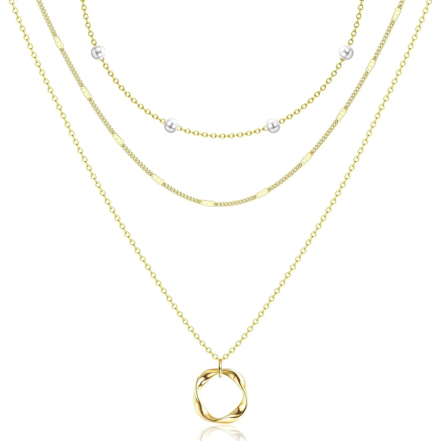 YADOCA Women's 3Pcs Dainty Layered Necklaces Set - Non-Tarnish Paperclip Choker, Elegant Gold Necklace, Exquisite Trendy Pendant, Fashion Matching Layering Chains Jewelry Gifts, Elegant Necklace, Fashion Matching Necklace
