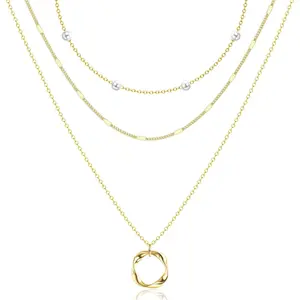 YADOCA 3Pcs Dainty Layered Necklaces for Women - Paperclip Choker Necklace Stacks Set Trendy Simple Layering Chain Pendant Jewelry Non Tarnish Gifts