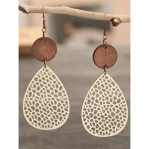 Women's Elegant Hollow out Water Drop Shape Dangle Earrings, 1 Pair Trendy Vintage Retro Dangle Earrings, Chic Gorgeous Jewelry As Gift for Girlfriend